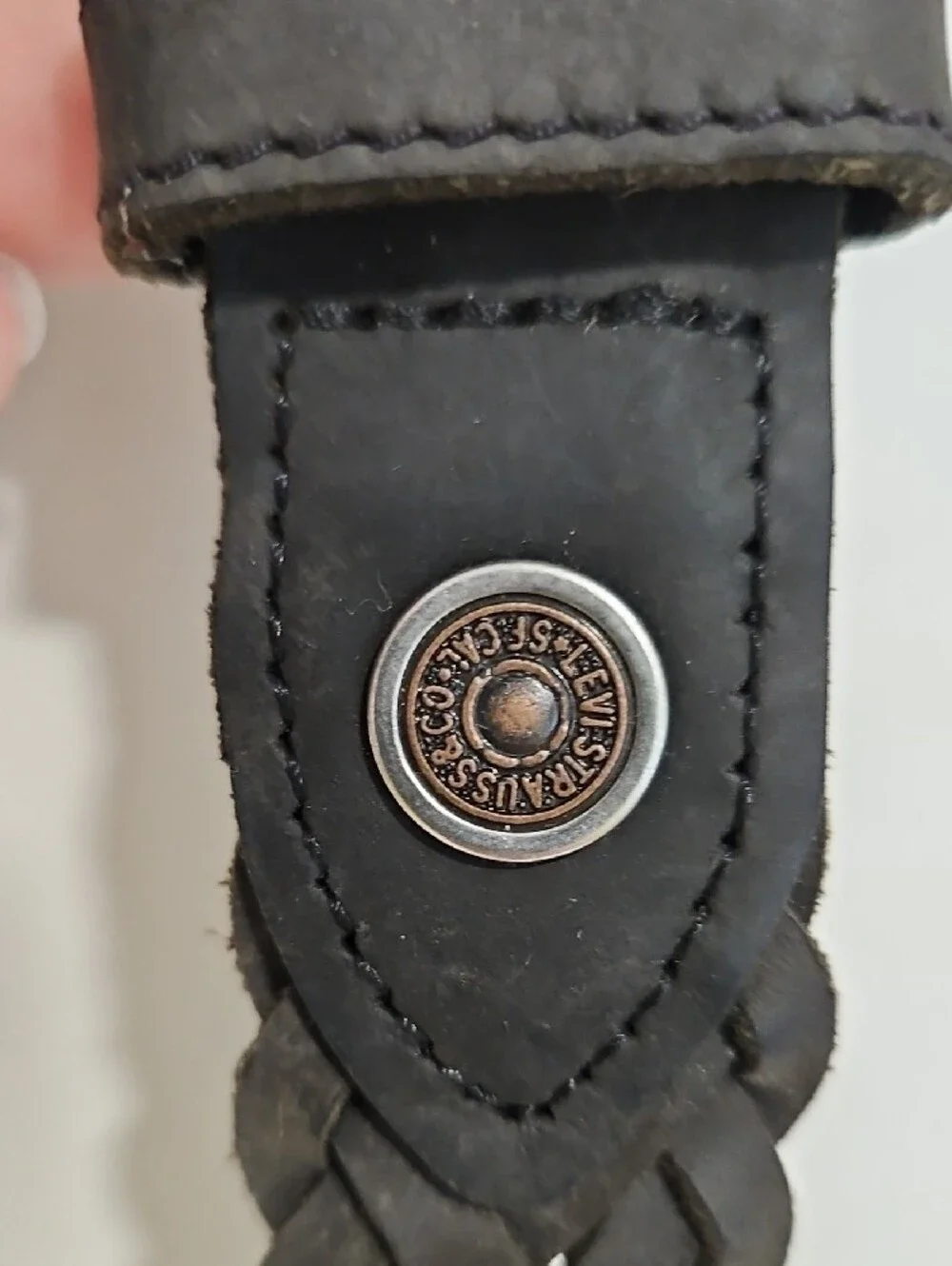 Levi's Black Braided Leather Belt with Silver Buckle